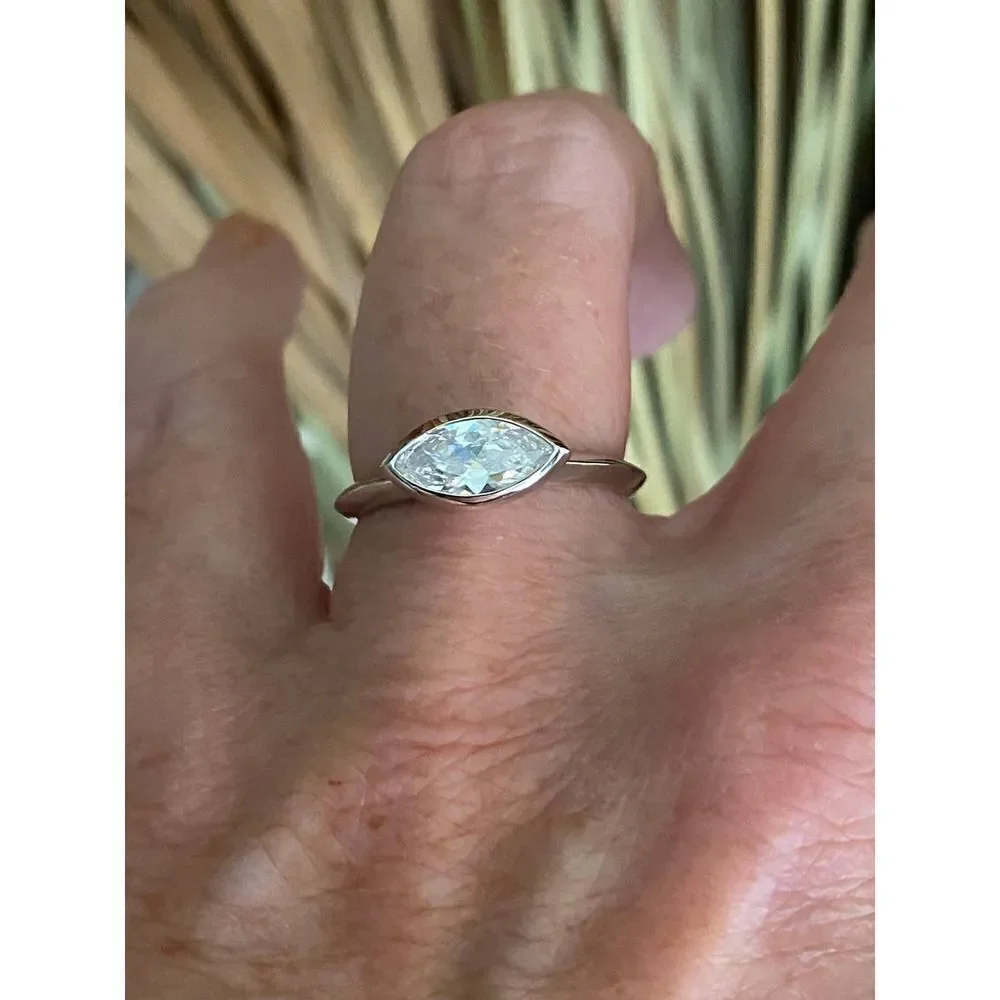 Brass and Rhodium Plated AAA Clear CZ Silver Ring Size 6,7,8,9